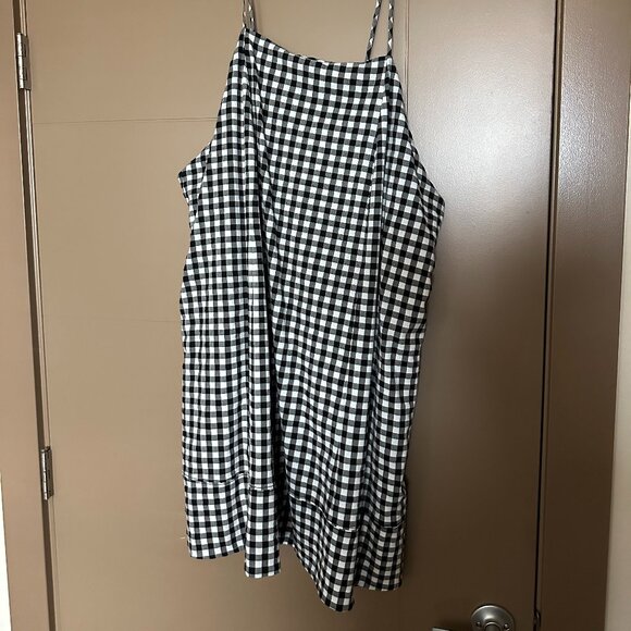 By Anthropologie Apron-Style Black/White Gingham Mini Dress - 3X - Picture 4 of 10